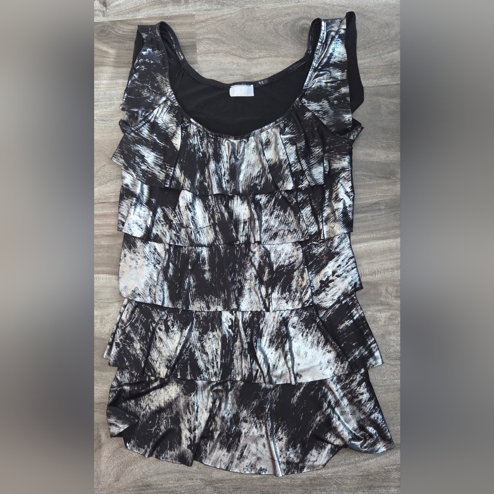 Poet Shimming Black and Gray Layered Blouse